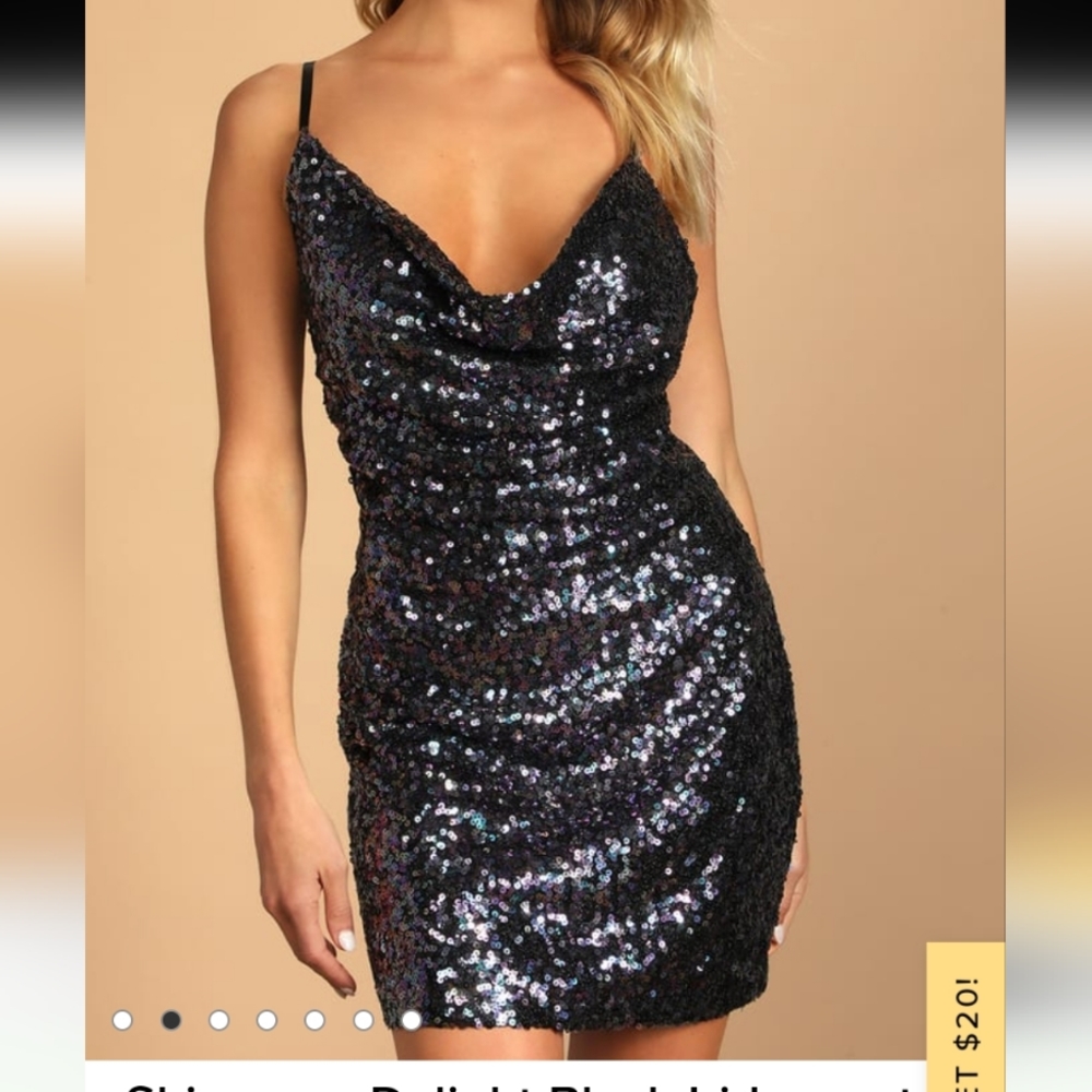 Lulus• Shimmery delight purple/black sequin cowl neck dress. Sz S